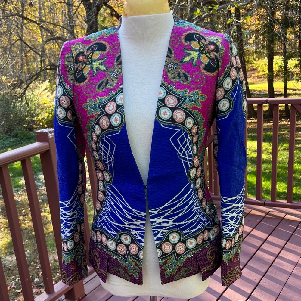 Etro Milano SZ 40 vibrant paisley wool blazer jacket.